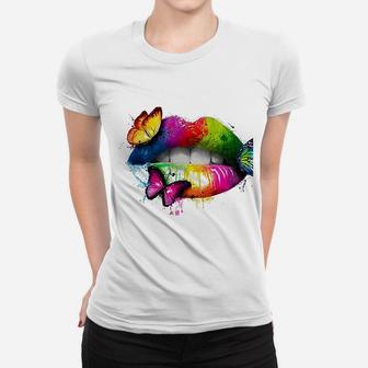 Colorful Lips Women T-shirt | Crazezy