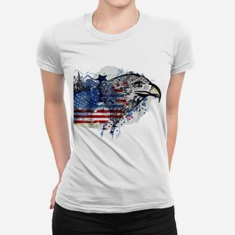 Cool Memorial Day Tshirt Veteran Bald Eagle Flag Tee Women T-shirt | Crazezy