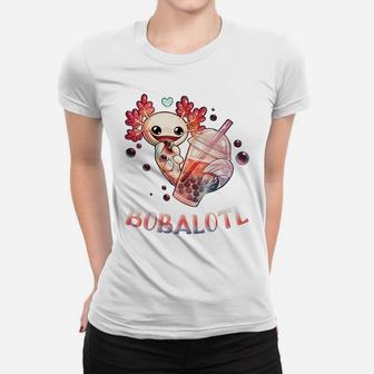 Cute Axolotl Lover Bobalotl Boba Kawaii Axolotl Food Sweets Women T-shirt | Crazezy