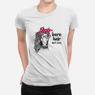Cute Cowgirl Barn Hair Dont Care Horse Glasses Women T-shirt | Crazezy