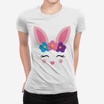 Cute Easter Bunny Face Flower Crown Toddler Holiday Costume Women T-shirt | Crazezy AU