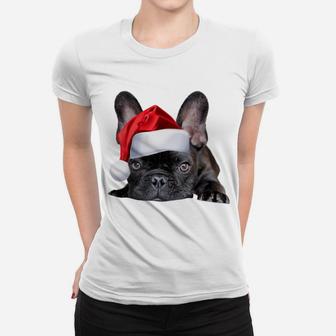 Cute French Bulldog Santa Hat Frenchie Image Christmas Gift Sweatshirt Women T-shirt | Crazezy DE