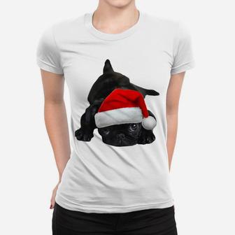 Cute Pug Shirt Women Men Boys Girls Santa Hat Christmas Gift Women T-shirt | Crazezy DE