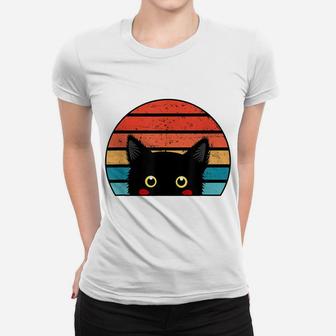 Cute Retro Style Cats Vintage Black Cat Lover Gift Idea Women T-shirt | Crazezy
