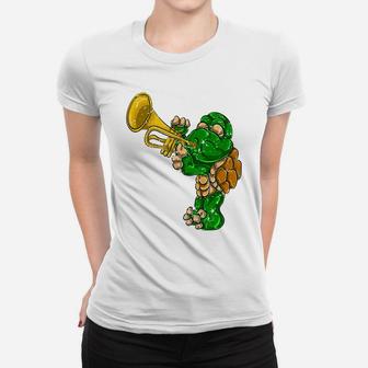 Cute Turtle Trumpet Gifts Jazz Musician Trumpeter Women T-shirt | Crazezy