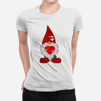 Cute Valentines Day Holiday Gnome With Love Heart Gift Women T-shirt | Crazezy