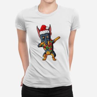 Dabbing Doberman Santa Christmas Gifts Kids Boys Girls Xmas Women T-shirt | Crazezy CA