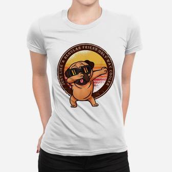 Dabbing Pug Best Friend Retro Sunset Dance Dog Lover Gift Women T-shirt | Crazezy UK