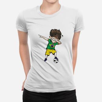 Dabbing Soccer Boy Brazil Women T-shirt | Crazezy