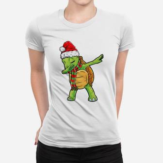 Dabbing Turtle Santa Christmas Kids Boys Girls Xmas Gifts Women T-shirt | Crazezy