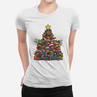 Dachshund Christmas Tree Dog Xmas Gift Santa Boys Kids Girls Women T-shirt | Crazezy
