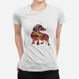Dachshund Watercolor Women T-shirt | Crazezy