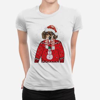 Dachshund Weiner Dog Doxie Ugly Xmas Santa Puppy Gift Outfit Sweatshirt Women T-shirt | Crazezy DE