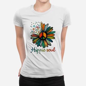 Daisy Peace Sign Hippie Soul Tshirt Flower Lovers Gifts Women T-shirt | Crazezy