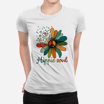 Daisy Peace Sign Hippie Soul Tshirt Flower Lovers Gifts Women T-shirt | Crazezy