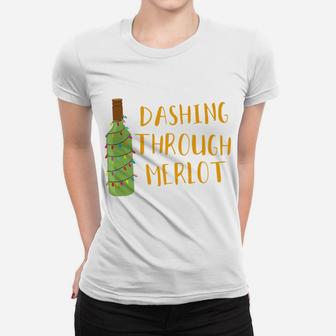 Dashing Through Merlot Funny Wine Drinking Women T-shirt | Crazezy