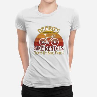 Deebos Bike Rentals Vintage Bike Rider Funny Gift Women T-shirt | Crazezy DE