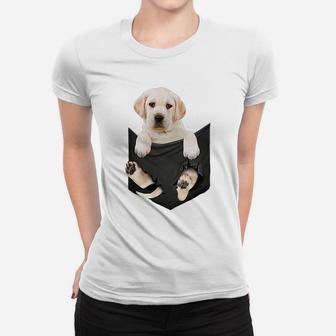 Dog Lovers Gifts White Lab In Pocket Funny Dog Face Women T-shirt | Crazezy