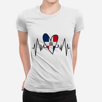Dominican Flag Heartbeat Ekg Heart Women T-shirt | Crazezy CA