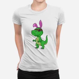 Easter Shirt T Rex Dinosaur Egg Hunting Easter Bunny Women T-shirt | Crazezy