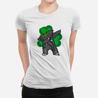 Elephant Dabbing St Patricks Day Irish Shamrock Kids Women T-shirt - Thegiftio UK