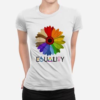 Equality Flower Rainbow Retro Gay Lesbian Pride Lgbt Women T-shirt | Crazezy CA