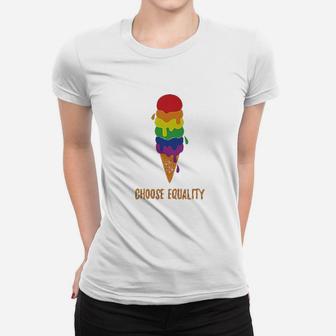 Equality Rainbow Ice Cream Pride Flag Women T-shirt | Crazezy