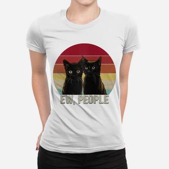 Ew People Funny Black Cats Vintage Kitten Lover Retro Womens Raglan Baseball Tee Women T-shirt | Crazezy AU