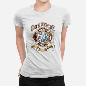 Firefighterdistressed Double Flagged Brotherhood Women T-shirt | Crazezy UK