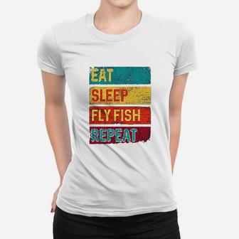 Fishing Eat Sleep Fly Fish Repeat Women T-shirt | Crazezy UK