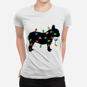 Frenchie Christmas Lights French Bulldog Dog Gift Women T-shirt | Crazezy