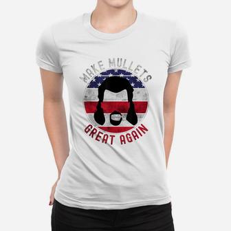 Funny 80S Hairstyle Retro Usa Flag Make Mullets Great Again Women T-shirt | Crazezy