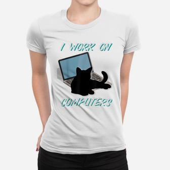 Funny Black Cats Shirt And Computers Kitty For Pet Lovers Women T-shirt | Crazezy CA