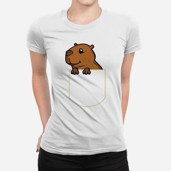 Funny Capybara In The Pocket Gift Capybara Pocket Women T-shirt | Crazezy