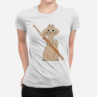 Funny Cat Playing Bassoon Play Orchestra Music Cat Lovers Women T-shirt | Crazezy