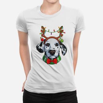 Funny Christmas Dalmatian Dog Head Xmas Dalmatian Dog Women T-shirt | Crazezy