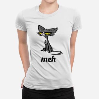 Funny Meh Cat For Cat Lovers-Cool Meh Cat-Funny Faces Cat Women T-shirt | Crazezy