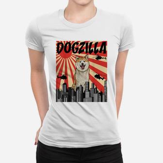 Funny Retro Japanese Dogzilla Akita Women T-shirt | Crazezy UK