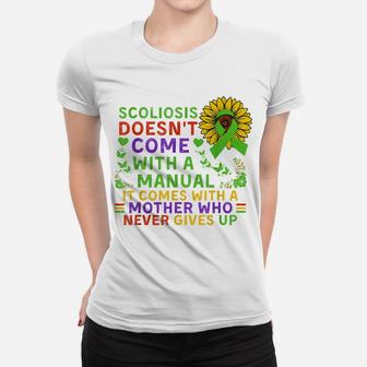 Funny Scoliosis Mother Quote Sunflower With Butterflies Women T-shirt | Crazezy