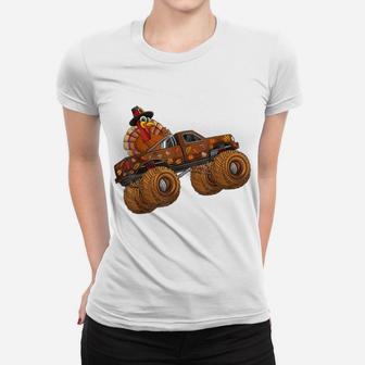 Funny Thanksgiving Turkey Day Riding Monster Truck Kids Boy Women T-shirt | Crazezy DE