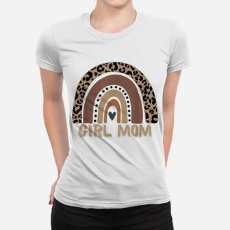 Funny Women Girl Mom Leopard Print Boho Rainbow Mother's Day Women T-shirt | Crazezy