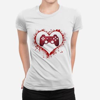 Gamer Heart Valentines Day Video Games Boys Kids Teens Gift Women T-shirt | Crazezy