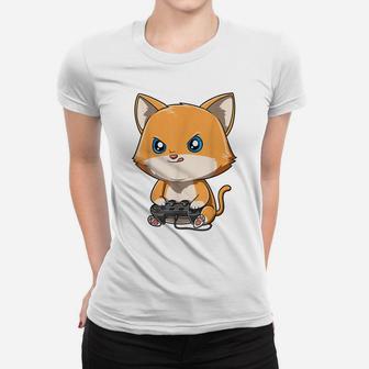 Gaming Cat Gamer Cat Playing Video Games Cat Lovers Women T-shirt | Crazezy CA