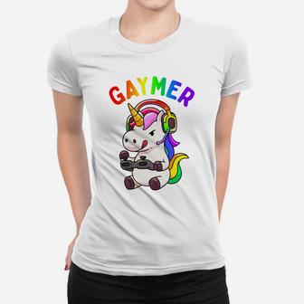 Gaymer Gay Pride Flag Lgbt Gamer Lgbtq Gaming Unicorn Gift Women T-shirt | Crazezy UK
