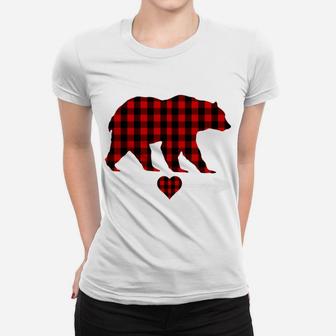 Grandma Bear Christmas Pajama Red Plaid Buffalo Family Gifts Women T-shirt | Crazezy
