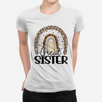 Great Sister Funny Leopard Boho Rainbow Family Women T-shirt | Crazezy
