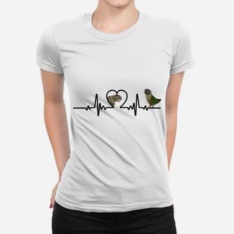 Green Cheek Conure Apparel, Heart Beat Parrot Bird Women T-shirt | Crazezy AU
