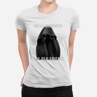 Hello Darkness- My Old Friend- Black Cat Women T-shirt | Crazezy