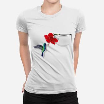Hummingbird Flower In Pocket T-Shirt Not Pocket Real Women T-shirt | Crazezy