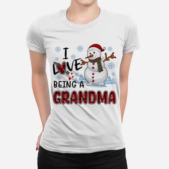 I Love Being A Grandma Cute Hearts Snowflakes Snowman Gifts Women T-shirt | Crazezy UK
